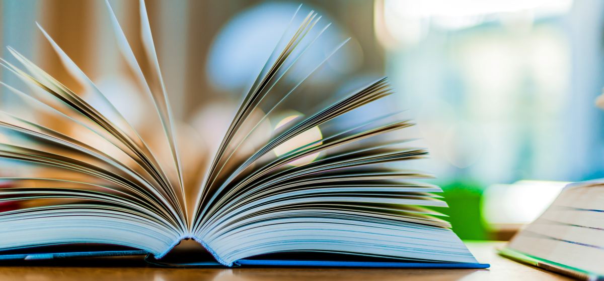 An open book on a table